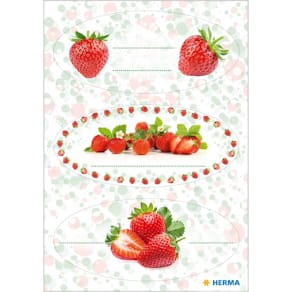Küchenetiketten HERMA, Erdbeere, oval, 76 x 35 mm, 12 Stück