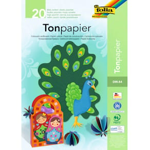 Tonpapierblock Folia 600, A4, 130 g/m², 20 Blatt, 10 Farben sort.