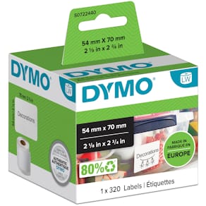 Etiketter Dymo LW Diskett, vit, 70x54mm, 320/fp