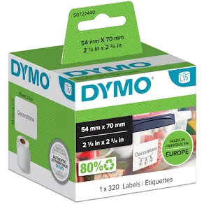 Etiketter Dymo LW Diskett, vit, 70x54mm, 320/fp