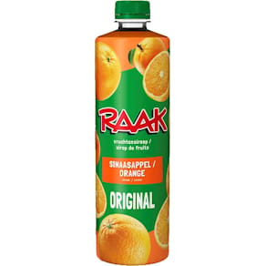 Limonadesiroop Raak, sinaasappel, fles van 75 cl