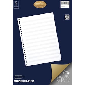 Muziekpapier Multo, A4, 23-gaatsperforatie, 50 vel
