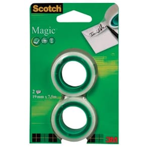 Plakband Scotch Magic Tape, 19 mm x 7,5 m, blister van 2