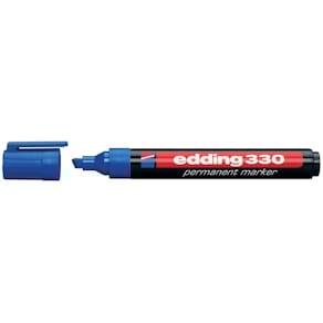 Marker Edding 330, permanent, beitelpunt, blauw