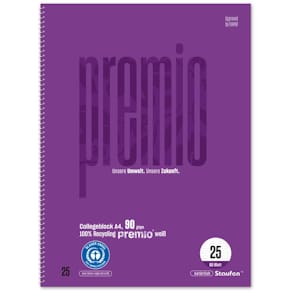 Collegeblock Staufen Premio, A4, 80 Blatt, Lineatur 25, violett