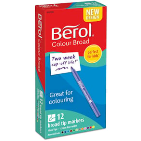 Fiberpenna BEROL Colourbroad, 12 färger/etui