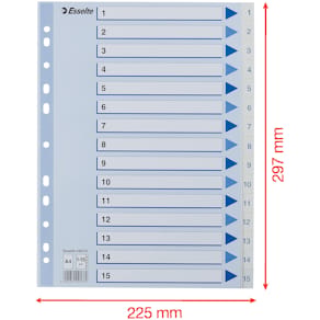Register Non-Stop A4/1-15 rubrikblad vit