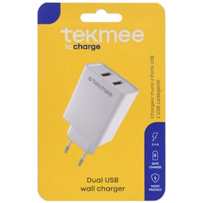 Ladeadapter TEKMEE, 2x USB-A, weiß