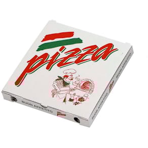 Pizzaæske hvid bølgepap 320x320x30 mm, fødevaregodkendt, 100 stk