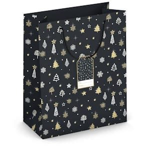 Geschenktragetasche Weihnachtsmotiv Bäume, schwarz, 267 x 137 x