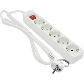 Grenuttag 5-vägs, jordat, med strömställare, 5m