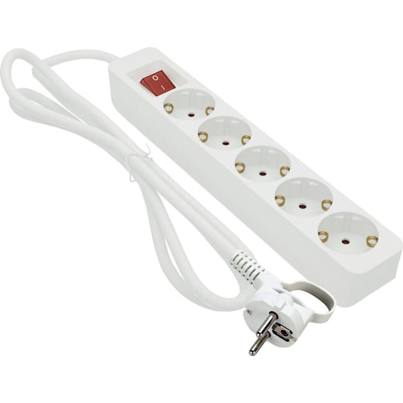 Product Image for Grenuttag 5-vägs, jordat, med strömställare, 5m