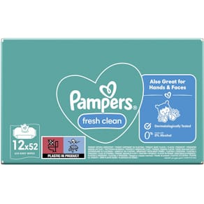 Vochtige doekjes Pampers Fresh Clean, doos van 12 x 52 stuks