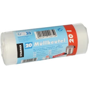 Müllbeutel STARPAK mit Tragegriffen, 20 Stück, 20 l, transparent