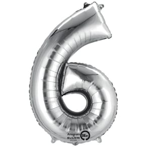 Folienballon Zahl 6, silber