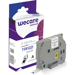 Tape WECARE 9mm TZe-221 svart på vit