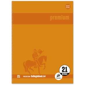 Collegeblock Staufen Premium, A4, 80 Blatt, Lineatur 21, orange