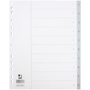 Ordnerregister Q-Connect PP, A4, 1-10, grau