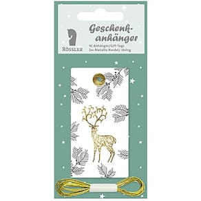 Geschenkanhänger RÖSSLER, Hirsch mit Zweigen, 10 Stück, Weihnacht