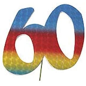 Jubiläumszahl Noname, 60, bunt, 8 cm, Draht ca. 20 cm