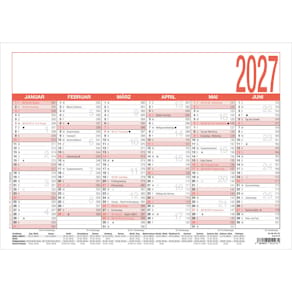 Wandkalender Zettler Arbeitstage 6M 1S