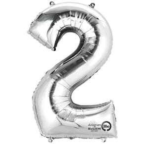 Folienballon Zahl 2, silber