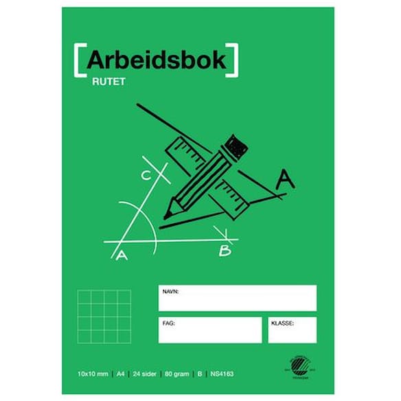 Arbeidsbok A4 80g 10x10 rutet 20st
