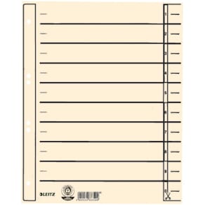 Trennblatt Leitz, A4, chamois, ungeöst, Überbreite, 10 Stück