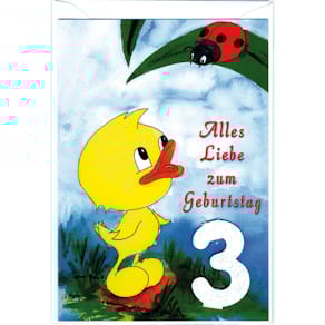 Geburtstagskarte Apollo, Kinder, Zahl 3, sortiert, 5er-Pack