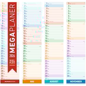 Streifenkalender Alpha Megaplaner, bunt, 15 x 64 cm