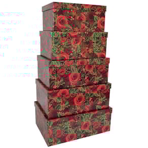 Geschenkkarton PBS Rosen, 5 Größen, Rosenmotiv