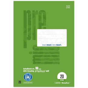 Schulblock Staufen Premio, A4 90g 50BL LIN20 blanko grün