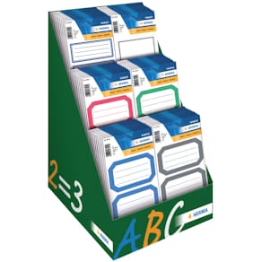 Buchschild HERMA, farbiger Rand, weiß, Display