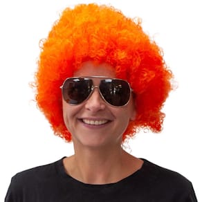 Pruik DBV, oranje, met krullen