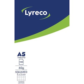 Anteckningsblock LYRECO A5 100bl 60g rut