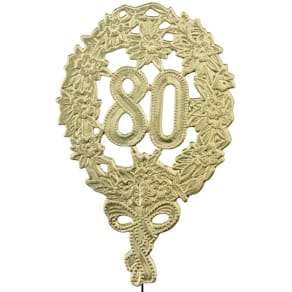 Jubiläumszahl DEMMLER 80, gold, mit Draht, 8x12 cm