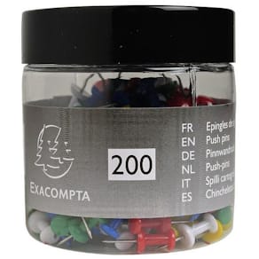 Kartnål EXACOMPTA 10mm sort.färg 200/fp