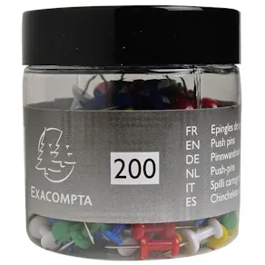 Kartnål EXACOMPTA sort.färger 200/fp