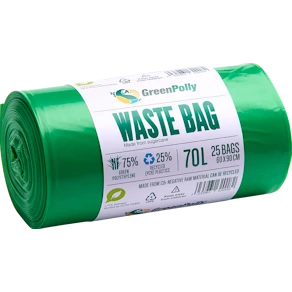 Plastsäck PE 70L 30my grön 25/rl