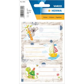 Schuletiketten HERMA Sandkastenfreunde, bunt, 76x35 mm, 18 Stück