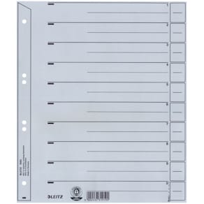 Trennblatt Leitz, A4, Überbreite, grau, 10 Stück