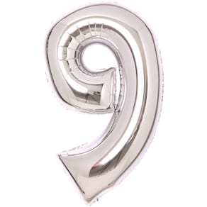 Folienballon Amscan Zahl 9, silber