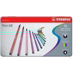 Viltstift STABILO Pen 68, metalen doos, 10 stuks, assorti