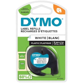 Schriftband DYMO LetraTag, 12 mm x 4 m, weiß/schwarz