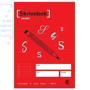 Skrivebok A4 80g 24bl 9mm marglinje
