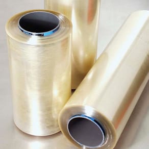 Madfilm PVC 12 µm, 400 mm x 1500 m, transparent gul, 1 rulle