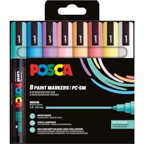 Paintmarker Uni POSCA PC-5M, 1,8-2,5 mm, etui van 8 stuks