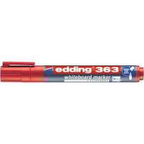 Whiteboardpenna EDDING 363 Röd, torksäker, sned, 10st