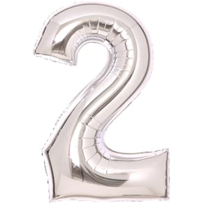 Folienballon AMSCAN, Zahl 2, silber