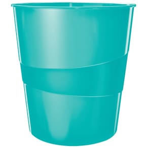 Papierkorb Leitz WOW, 15l, eisblau metallic